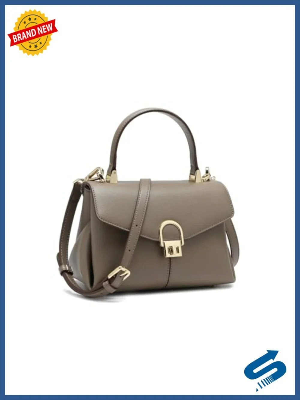 Top Handle Leather Tote Satchel Bag for Women Shoulder Purses with Button Lock